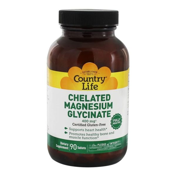 Country Life Chelated Magnesium Glycinate 400 mg, 90 Tablets