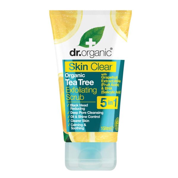 Dr. Organic Skin Clear Tea Tree Exfoliating Scrub for Oily & Blemish-Prone Skin 150ml