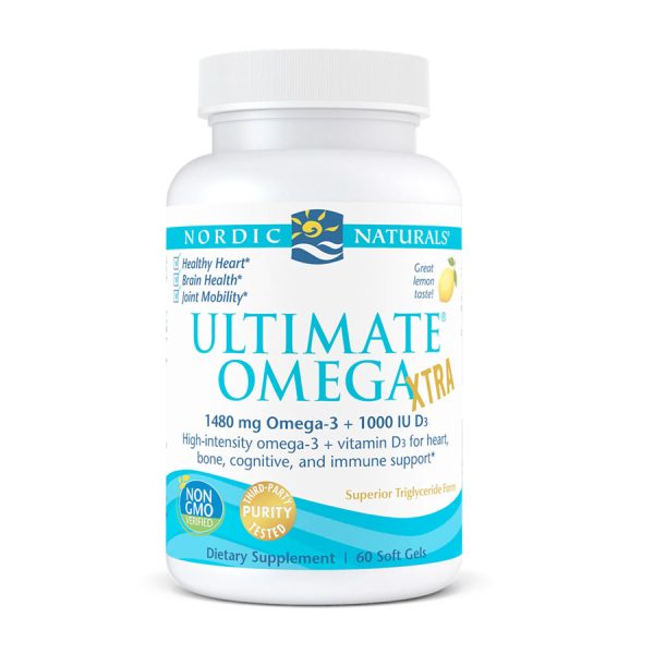 Nordic Naturals Ultimate Omega Xtra with Vitamin D3, 1480 mg Omega-3, 60 Softgels