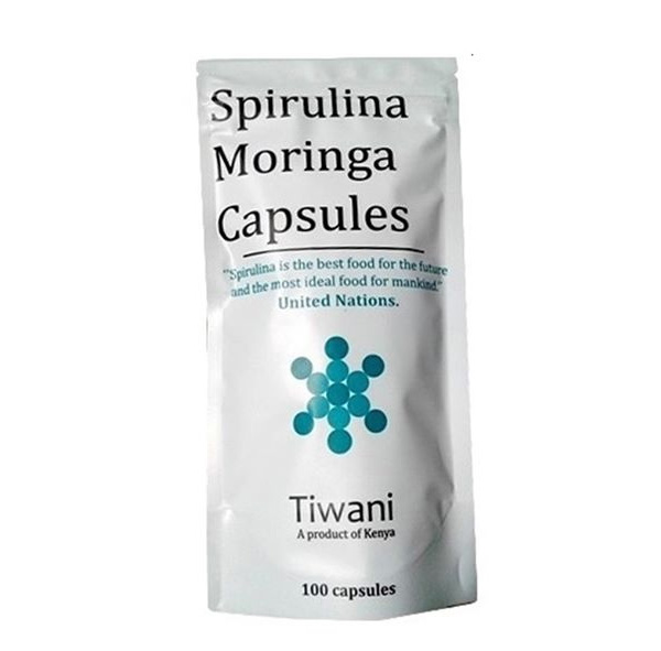 Tiwani-Spirulina-Moringa Tiwani Spirulina Capsules Dietary Supplement 100 Capsules - Image 1
