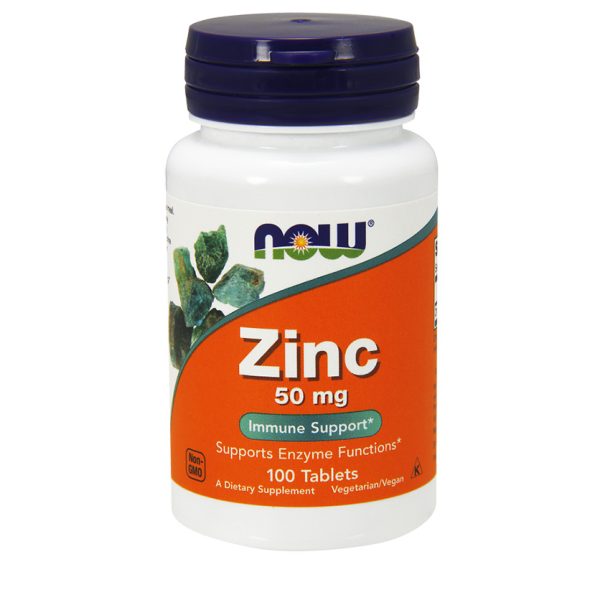 Now Zinc 50mg High Potency Zinc Gluconate 100 Tablets